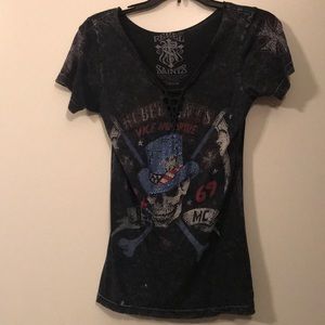 Rebel Saints distressed tee